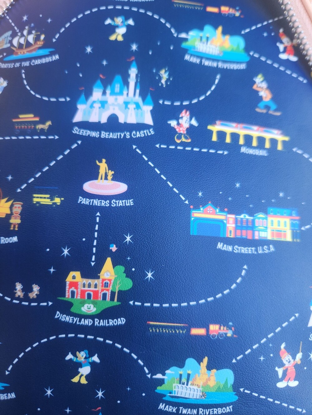 Loungefly Navy Disney Park Map Mini Backpack with Pink Accents - Picture 14 of 14